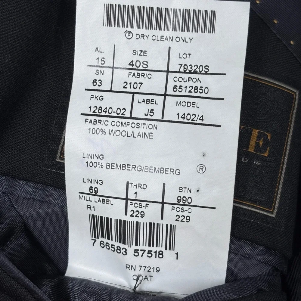 Jos A Bank Reserve by Joseph Abboud Mens 40S‎ Black Wool 2-Button Suit Jacket